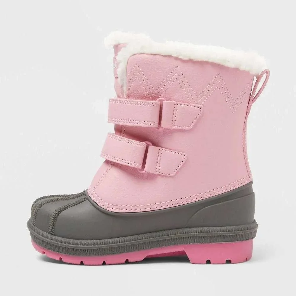 Cat & Jack Denver Baby Girl Pink Waterproof Snow Boots | Fur Lined Size 5 New